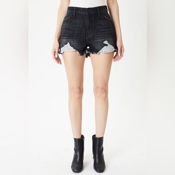 KanCan Wayne black raw hem high rise distressed shorts  11/29 NWT - Picture 3 of 10